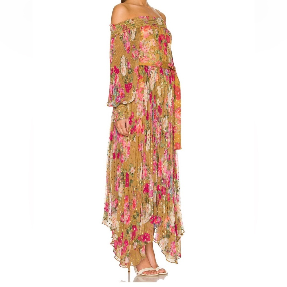 ROCOCO SAND Gold Colorful Off-the-Shoulder MIDI/MAXI Dress | Event Best Dressed